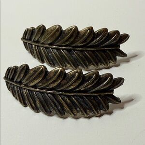 Brushed Brass Leaf Design bohemian pierced earrings